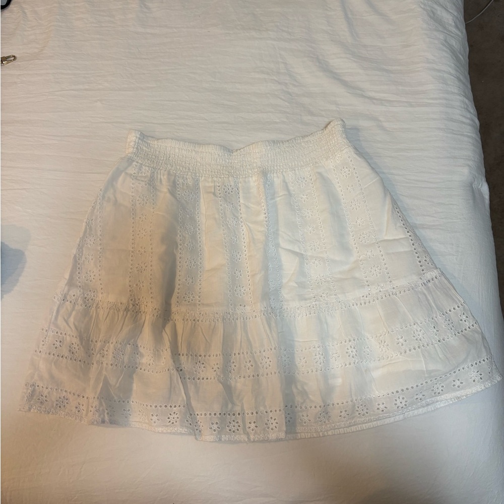 American Eagle Outfitters White Eyelet A-Line Skirt